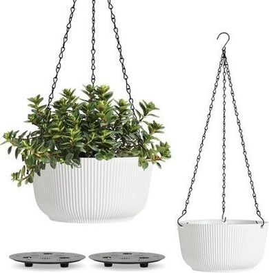 T4U ?20cm Blumentopf Hängend Plastik 2er Set, Hängetopf für Pflanzen mit Ketten