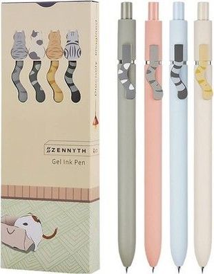 Uixjodo Katzenstifte, 4 Stück 0,5 mm niedliche Kawaii-Stifte schwarze Tinte