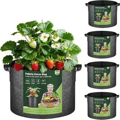 T4U 5 Stück 37L Kartoffel Pflanzsack aus Vliesstoff, 10 Gallonen ?39cm Schwarz