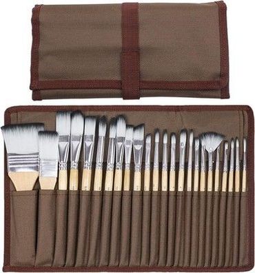 Artecho Pinselset Acrylfarben, 24x Pinsel Set für Aquarell, Öl, Steinmalerei