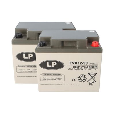 Blei Akku 2x 12V 53Ah kompatibel zu WP50-12NE, P50-12C 40Ah 45Ah 50Ah