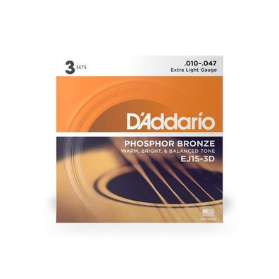 DAddario EJ15-3D Phosphor Bronze 3 Sets