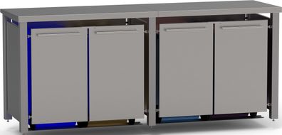 Mülltonnen-Box vierer, 4x120L | Typ E | Pultdach, Pfosten in VA, Fronten in Edelstahl