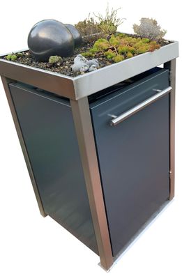 Mülltonnenverkleidung 1x120L | Typ M | Pflanzenwanne, Pfosten in Edelstahl, Farbe Ant