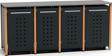 Müllbox 2x240 &amp; 2x120L | Typ L | Pultdach, Pfosten aus Lärche, Blenden in RAL-701