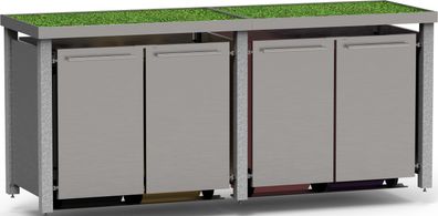 Mülltonnenverkleidung vierer, 4x240L | Typ N | Bepflanzbar, Steinpfosten, Blenden in