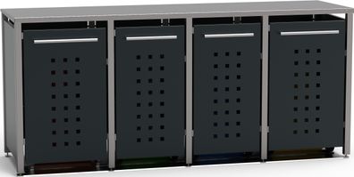 Mülltonnen-Haus 2x240 &amp; 2x120L | Typ M | Pultdach, Pfosten aus V2A, Fronten in An