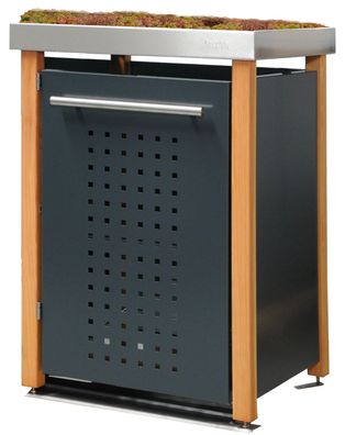 Tonnenhaus einser 1x240L | Typ L | zum Begrünen, Lärchenholzpfosten, Blenden in Anthr