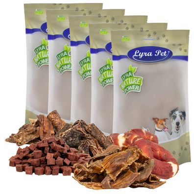 5 x 1 kg Lyra Pet® Hunde Kausnack Probier Mix - Rind, Lamm & Ente