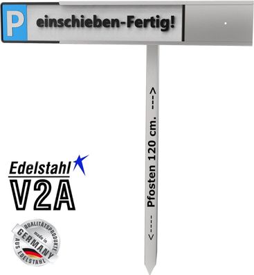 Parkschild-Halterung mit Edelstahl-Erdspieß | Befestigung: ohne Werkzeug