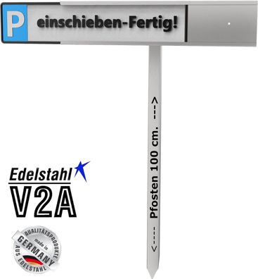 Halterung für Parkschild mit Pfosten | Werkzeuglose Montage | inklusive 100cm Stab-Pf
