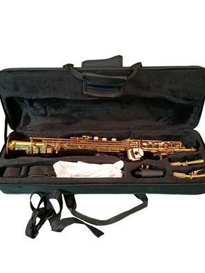 VEVOR Sopransaxophon B-Dur Messing 23 Tasten Anfängerset mit Tasche Gold