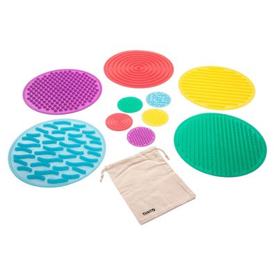 TickiT SiliShapes Sensorik-Kreise Set Silikon taktile Féhlplatten bunt