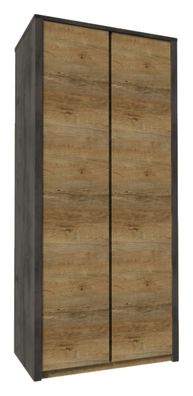 Drehtürenschrank / Kleiderschrank Selun 05, Farbe: Eiche Dunkelbraun / Grau - 19