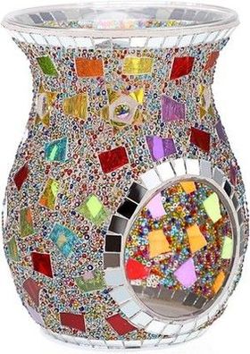 Sumnacon Glass Duftlampe Kerzenhalter Teelichthalter Mosaik-Muster Bunt