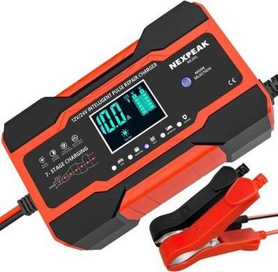 10A Autobatterie Ladegerät, 12V/24V Smart vollautomatische KFZ Batterieladegerät