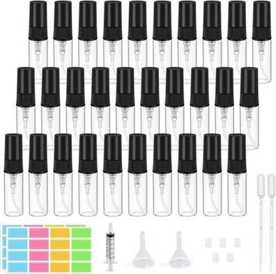 Episkey 30 Stück 3ml Mini Parfümzerstäuber Portable Nachfüllbar Mini Glas