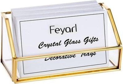Feyarl Trapez-Visitenkartenhalter Visitenkartenständer Gold Visitenkarten Büro