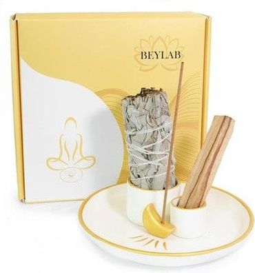 BEYLAB 4 in 1 Moon Design Räucherstäbchenhalter Keramik Räucherschale Mond