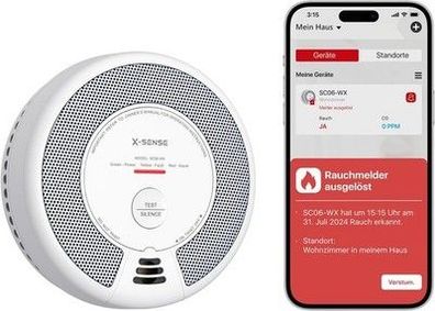 X-Sense Rauch- und Kohlenmonoxid Melder mit WLAN, 2-in-1 Rauchmelder (SC06-WX)