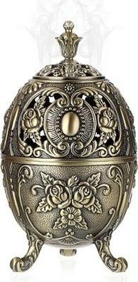 Sumnacon Vintage Räuchergefäß aus Zinklegierung mit Deckel Räucherstäbchenhalter