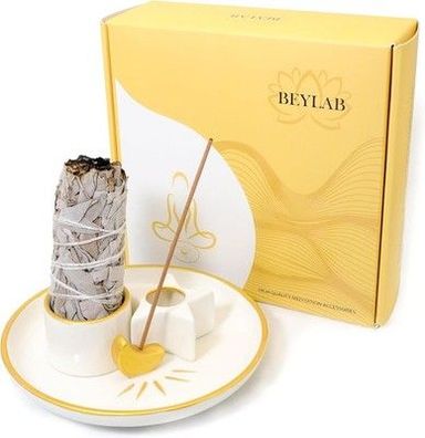BEYLAB 4 in 1 Stern Räucherstäbchenhalter Keramik Räucherschale Kerzen - Stern