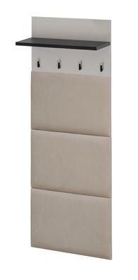 Garderobe | 1 Ablagefläche | Farbe: Kaschmir / Schwarz | 4 Haken | gepolstertes