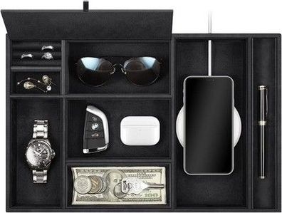 SITHON Taschenleerer Tisch Organizer, 8 Fäche Tablett Organizer Ablage (Schwarz)