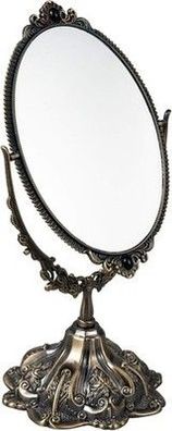 Feyarl 28,5 cm Oval Vintage Make-up Spiegel Tischspiegel mit Ständer (Bronze)