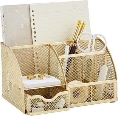 Annova Gold Desk Organizer Office mit 7 Fächern + Schublade/Schreibtischordnung