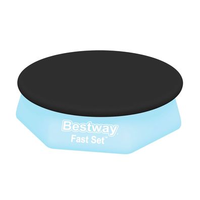 PVC-Abdeckplane passend für 244 cm Pools, schwarz, rund