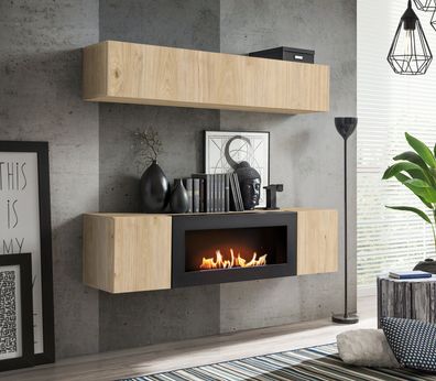 Wohnwand | Farbe: Eiche Hickory Jackson | 1 Hängeschrank | 1 TV-Unterschrank mit