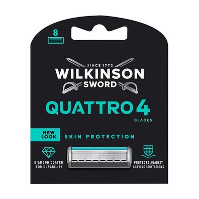 Wilkinson Sword Quattro 4 Skin Protection 8 Ersatzklingen Herren Rasierklingen