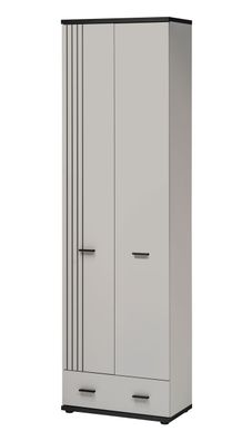 Garderobenschrank | 2 Drehtüren | Farbe: Kaschmir / Schwarz | 1 ausziehbare Klei