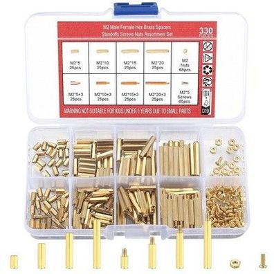 330 Stk M2 Messing Männlich Weiblich Hex Schrauben Nuss Sortiment Kit, PCB