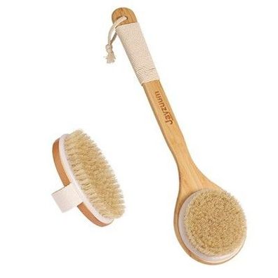 Jayzuum 2er Set Rückenbürste, Trockenbürste, Badebürste mit langem Stiel Bürste