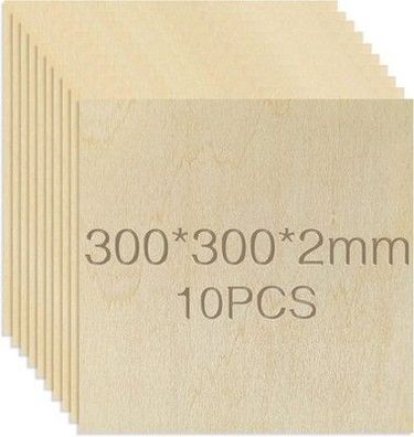 Owlkela Lindenholz, 10 Stücke 300 x 300 x 2mm, Bastelholz-Platten, DIY, Basteln