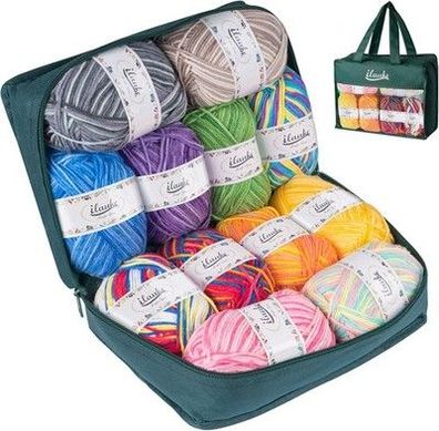 Ilauke 12 Verschiedenen Farben Acrylgarn, 600g (12x50g) 4-Fädig 1200 Meter