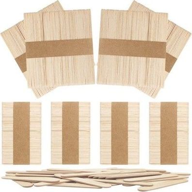 Owlkela 400 Stück Eisstiele Holz, Eisstiele, Kombination aus Zwei Größen, DIY