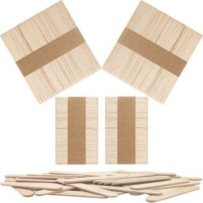 Owlkela 200 Stück Holzstäbchen, Eisstiele aus Holz, Kombination aus Zwei Größen