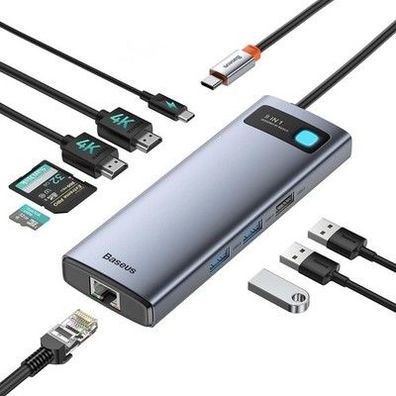 Baseus USB C HUB Dual 4K HDMI Display 9 in 1 Docking Station 2 HDMI Dual 100W PD