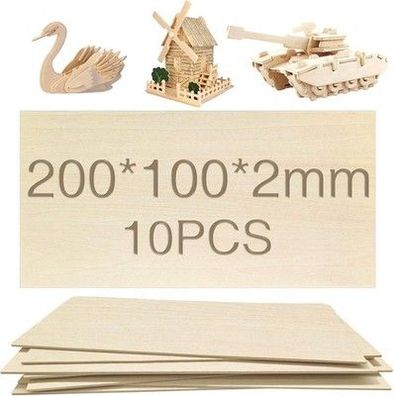 Owlkela Linden-Holz, 10 Stücke 200 x 100 x 2mm, Bastelholz-Platten, DIY Kunst