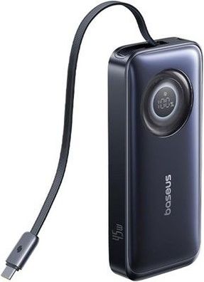 Baseus EnerCore Powerbank 10000mAh mit Einziehbares 60cm USB-C Kabel, 45W USB-C