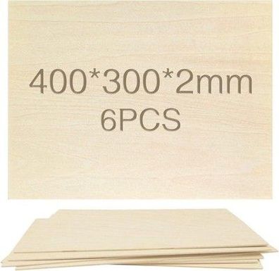 DIY Lindenholz Platten 2mm 6 Stk 400x300 mm für Modellbau, Laser & Kunsthandwerk