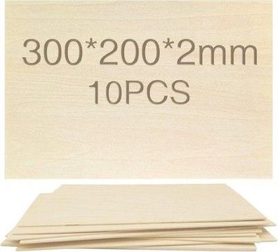 10 Lindenholzplatten 300x200mm 2mm – DIY Bastelholz für Modelle, Laser & Kunst