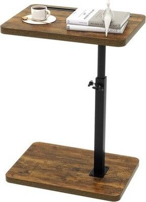 IBUYKE Beistelltisch C Form, 360° Rotierbarer & Höhenverstellbar Sofatisch Braun