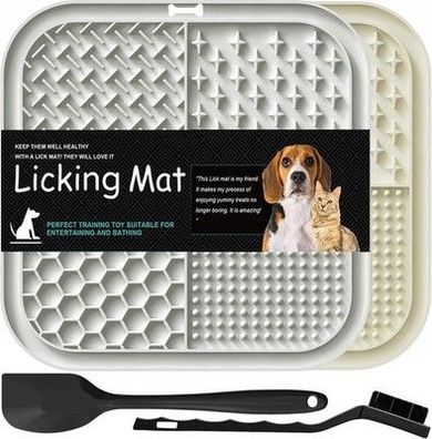Lesipee Leckmatte Hund, 2 Stück, Schleckmatte Hund mit Silikonspatel und Bürste