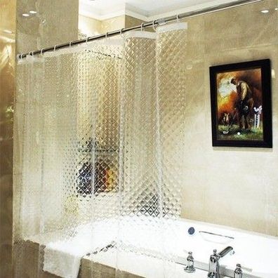 Duschvorhänge 180 × 200 cm 3D Rhombus Duschvorhang Transparent 100% Eva-Material