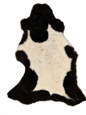 Schaffell Echt | Schwarzbraun-Cremeweiß, ca. 83 cm | Weichflor | Öko gegerbt
