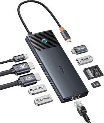 Baseus 10-in-1 Docking Station USB C 10 Gbps Up to 4K@120 Hz, SD/TF und 100W